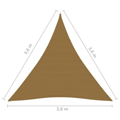 vidaXL Toldo de vela HDPE gris taupe 160 g/m² 3,6x3,6x3,6 m