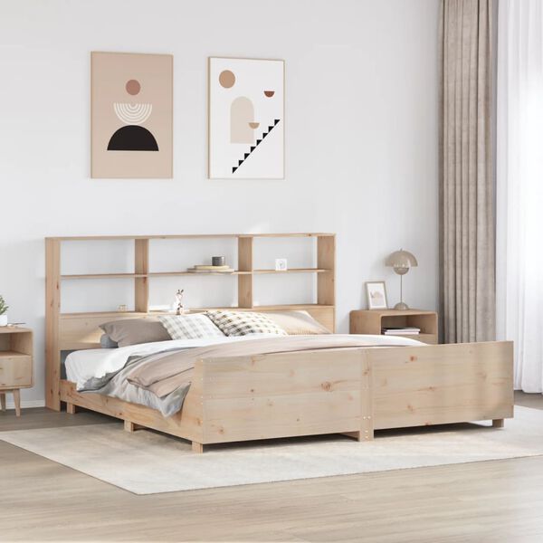 vidaXL Estructura de cama sin colch&oacute;n madera maciza de pino 180x200 cm