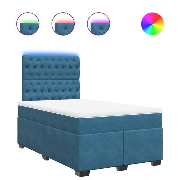 vidaXL Cama box spring con colch&oacute;n terciopelo azul 120x190 cm