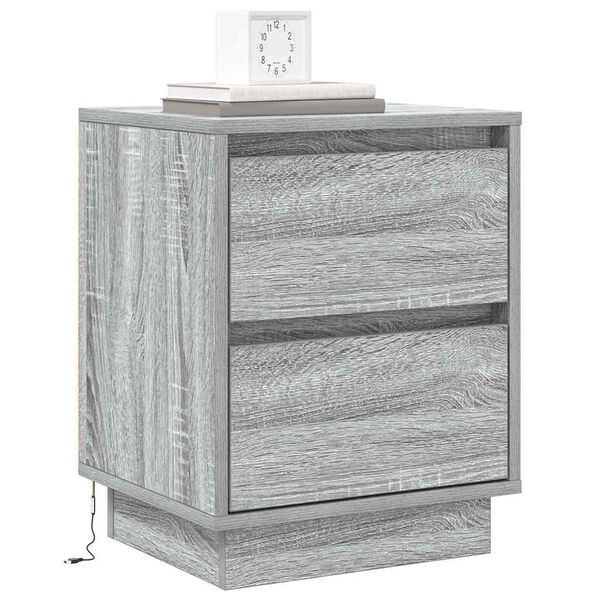 vidaXL Armario de Noche con caj&oacute;n 2 pcs Gris 39 x 34,5 x 50 cm