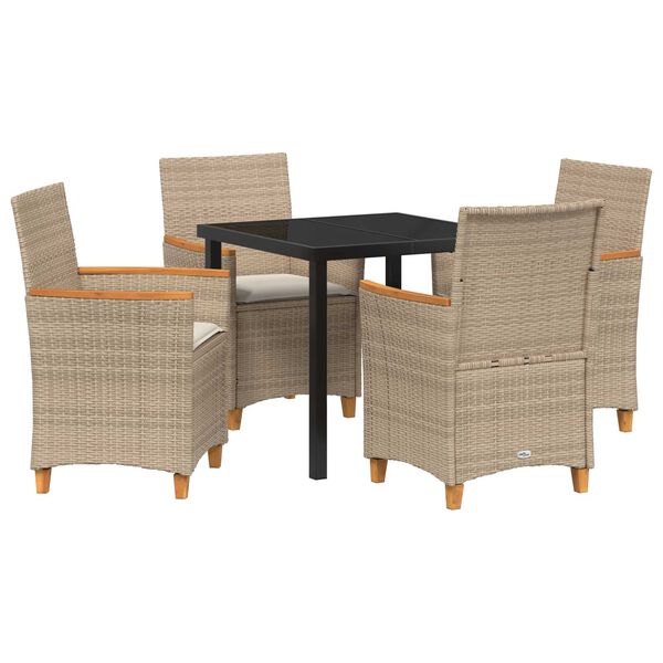 vidaXL Conjunto de Comedor de Jardín 5 pcs Beige ratán sintético