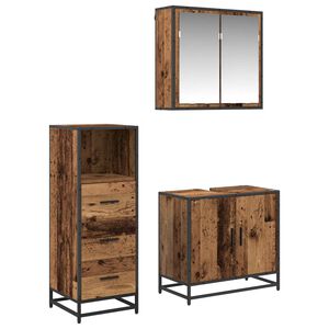 vidaXL Juego de muebles de ba&ntilde;o con caj&oacute;n 3 pcs Madera envejecida