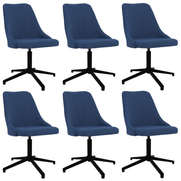 vidaXL Sillas de comedor giratorias 6 unidades tela azul