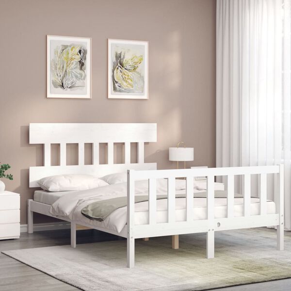 vidaXL Estructura de cama sin colchón madera de pino blanca 140x190 cm
