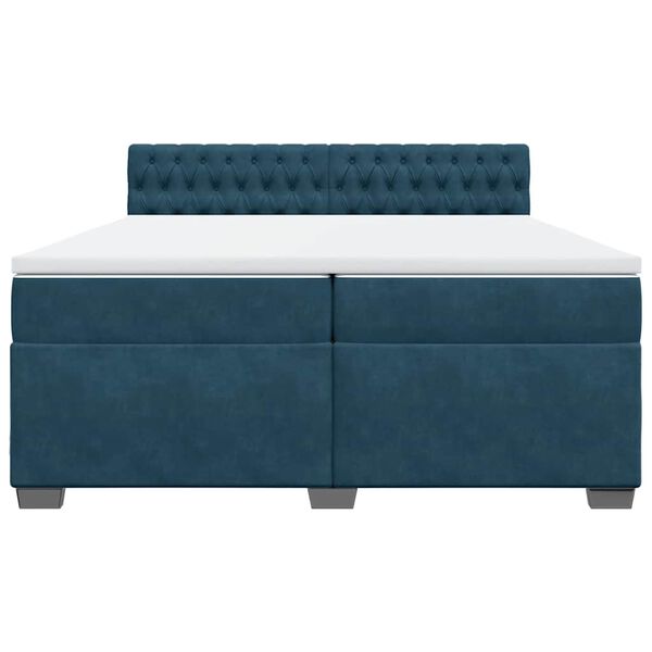 vidaXL Cama box spring con colch&oacute;n terciopelo azul 200x200 cm