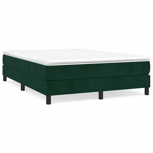 vidaXL Cama box spring con colch&oacute;n terciopelo verde oscuro 140x190 cm