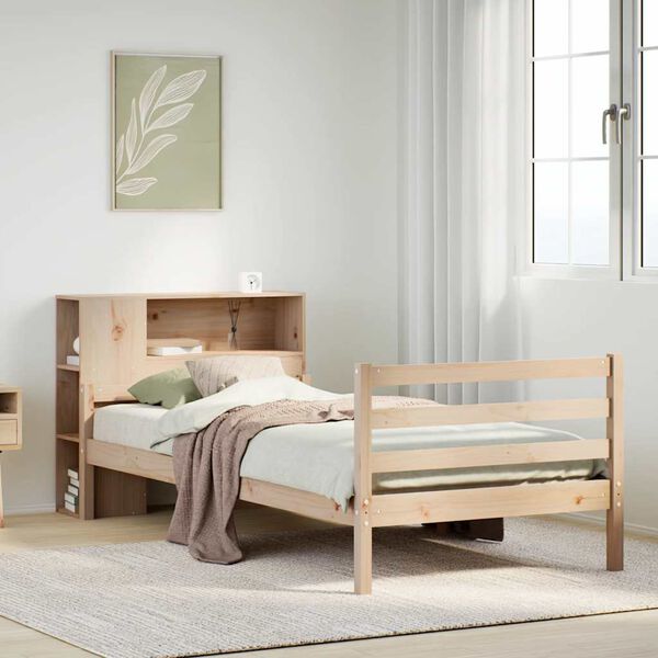 vidaXL Cama con estantería sin colchón madera maciza de pino 100x200cm