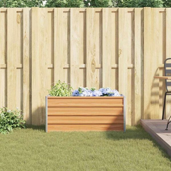 vidaXL Arriate elevado Marr&oacute;n Claro 100 x 40 x 45 cm Acero Galvanizado