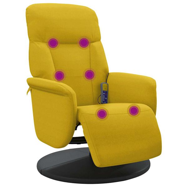 vidaXL Sill&oacute;n reclinable masaje con reposapi&eacute;s terciopelo amarillo