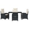 vidaXL Conjunto de Comedor de Jard&iacute;n 5 pcs Negro rat&aacute;n sint&eacute;tico