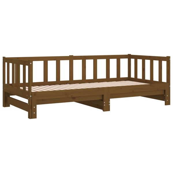 vidaXL Sofá cama extraíble madera de pino marrón miel 2x(90x200) cm