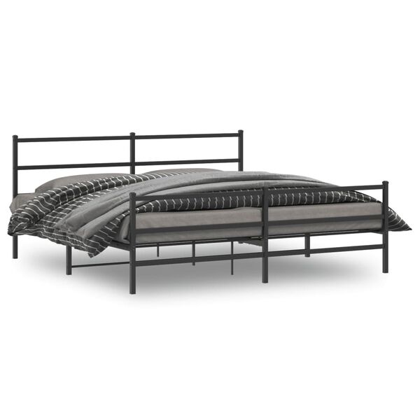 vidaXL Estructura cama sin colch&oacute;n con estribo metal negro 180x200 cm