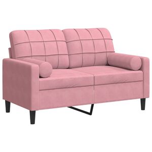 vidaXL Sof&aacute; de 2 plazas con cojines terciopelo rosa 120 cm