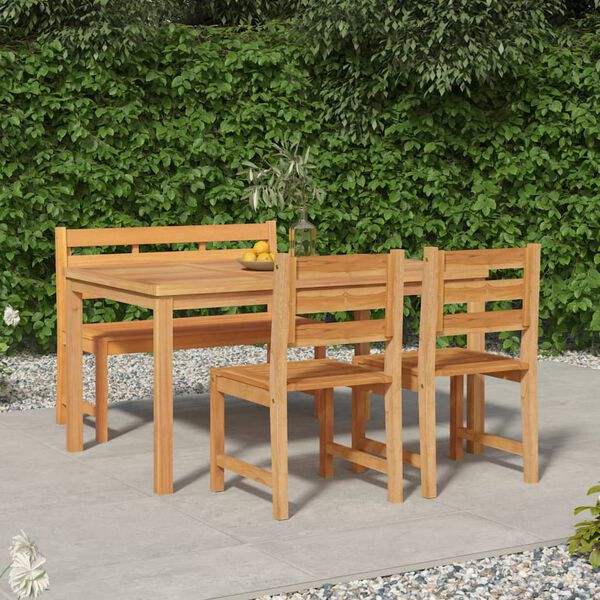 vidaXL Juego de comedor para jard&iacute;n 4 piezas madera maciza de teca