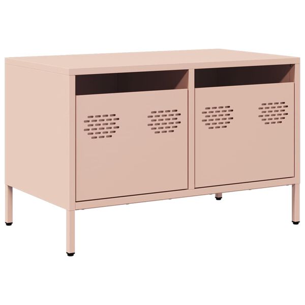 vidaXL Mueble para TV acero laminado en frío rosa 68x39x43,5 cm