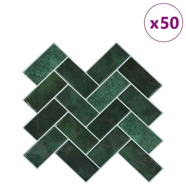 vidaXL Azulejo en espiga 50 pcs Verde oscuro 30 x 30 cm