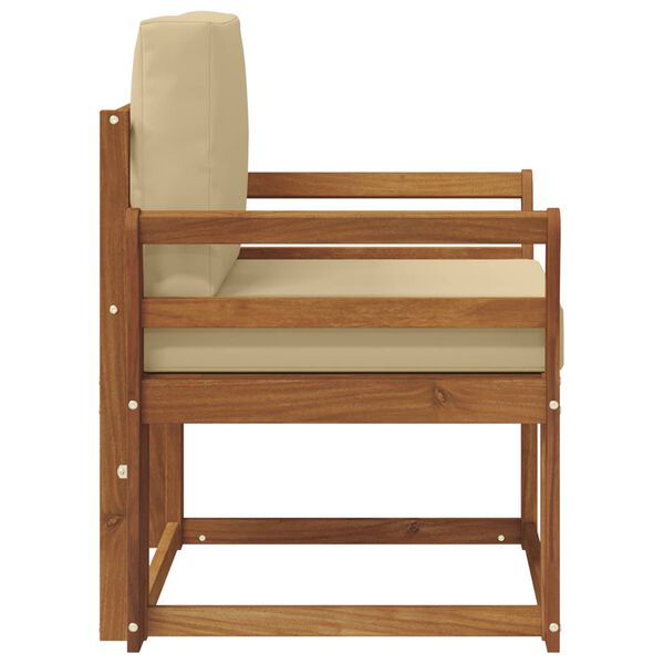 vidaXL Sof&aacute; de exterior Madera de Acacia S&oacute;lida y Poli&eacute;ster Natural