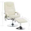vidaXL Sillón de masaje con reposapiés cuero sintético blanco crema