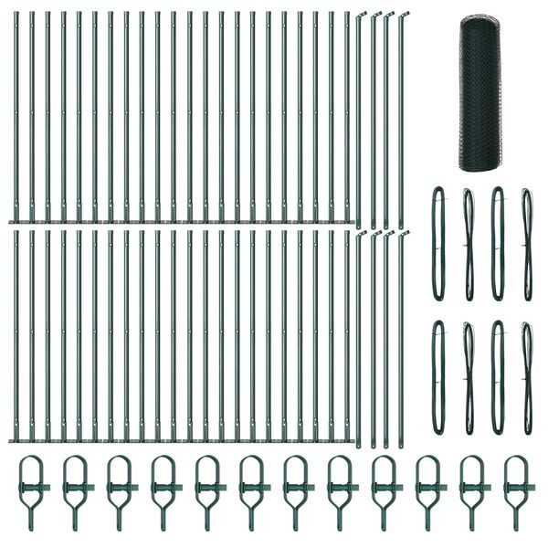 vidaXL Poste de Valla Verde 100 x 0,4 m (malla de 25 mm) Acero y PVC