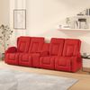 vidaXL Sill&oacute;n de masaje reclinable 4 plazas con portavasos rojo tinto