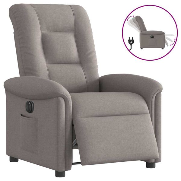 vidaXL Sill&oacute;n reclinable el&eacute;ctrico tela gris taup&eacute;