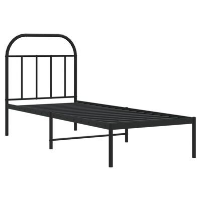 vidaXL Estructura de cama con cabecero metal negro 75x190 cm
