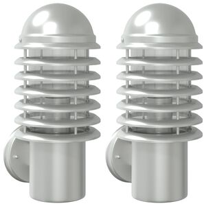vidaXL Apliques de exterior 2 unidades acero inoxidable plateado