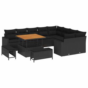 vidaXL Conjunto de sof&aacute;s de jard&iacute;n 13 pcs Negro rat&aacute;n sint&eacute;tico