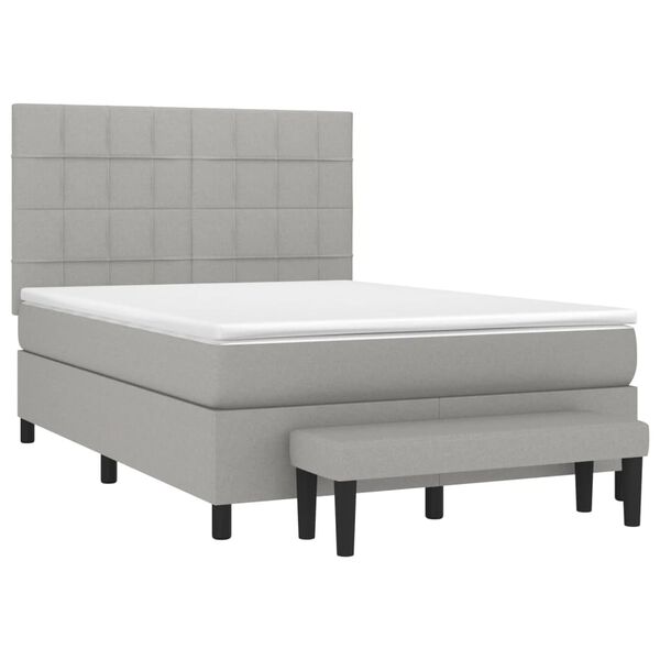 vidaXL Cama box spring con colch&oacute;n tela gris claro 140x200 cm