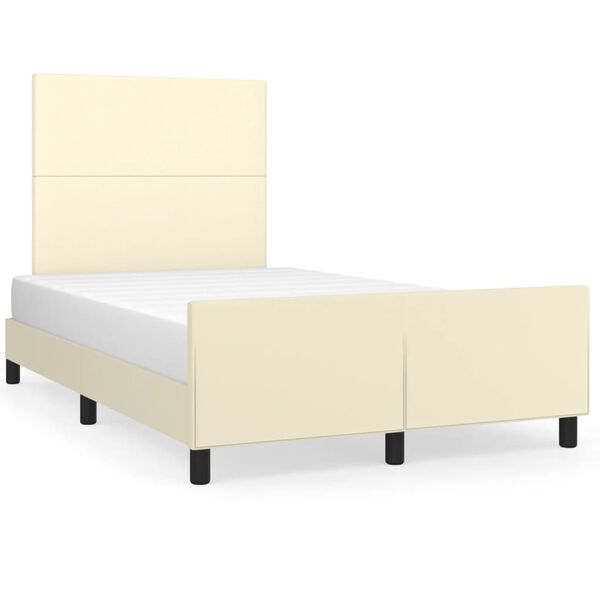 vidaXL Estructura de cama sin colch&oacute;n cuero sint&eacute;tico crema 120x200 cm