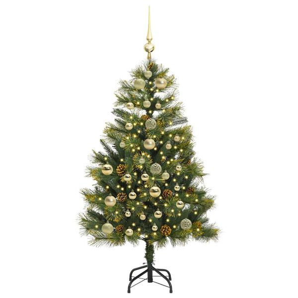 vidaXL &Aacute;rbol de Navidad artificial con ramas plegables y conos 150 cm