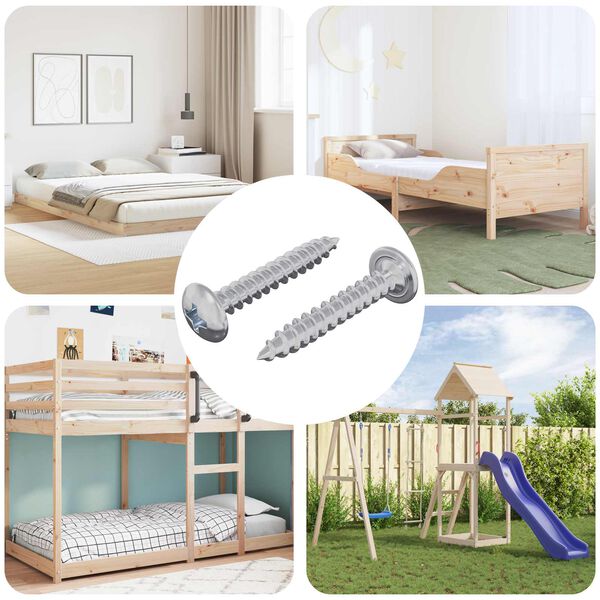 vidaXL Tornillos de Madera 2 pcs Plateado M4 x 25 mm Acero