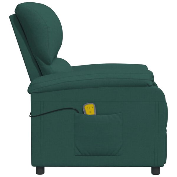vidaXL Sill&oacute;n de masaje de tela verde oscuro