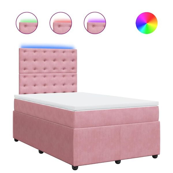 vidaXL Cama box spring con colch&oacute;n terciopelo rosa 120x200 cm