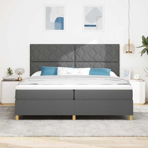 vidaXL Cama tipo Box Spring con colchón Gris oscuro 200 x 200 cm tela