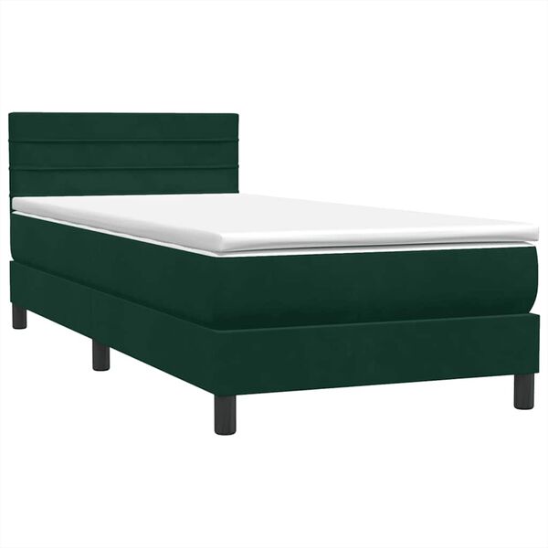 vidaXL Cama box spring con colch&oacute;n terciopelo verde oscuro 90x210 cm