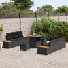 vidaXL Conjunto de sof&aacute;s de jard&iacute;n con coj&iacute;n 9 pcs Negro Polirat&aacute;n
