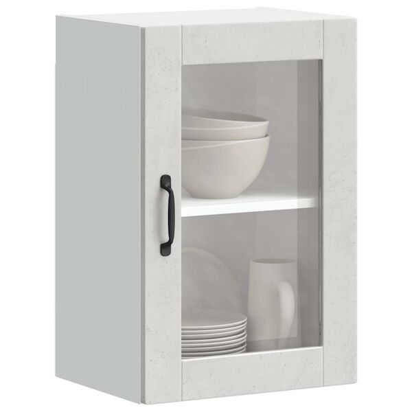 vidaXL Armario de pared para cocina puerta cristal Porto gris hormigón
