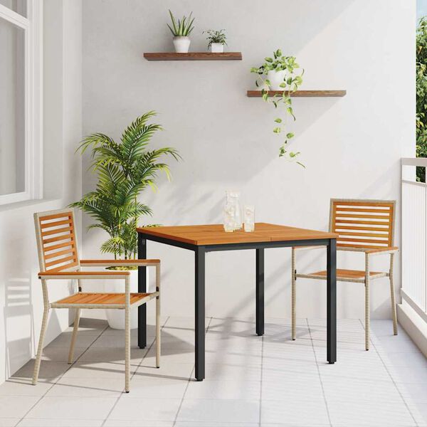 vidaXL Conjunto de Comedor de Jard&iacute;n 3 pcs Beige y Marr&oacute;n