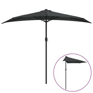 vidaXL Sombrilla de balc&oacute;n semicircular palo aluminio gris 270x144 cm