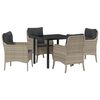 vidaXL Conjunto de Comedor de Jard&iacute;n 5 uds. Gris Claro rat&aacute;n sint&eacute;tico