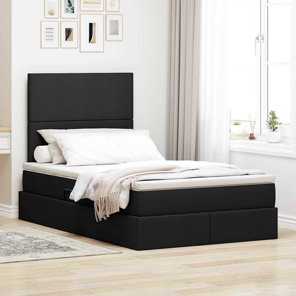 vidaXL Cama con almacenamiento y LED Negro 120 x 190 cm Poliéster