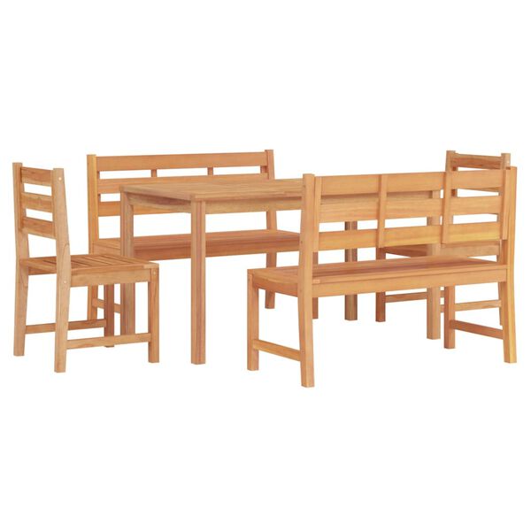 vidaXL Juego de comedor para jard&iacute;n 5 piezas madera maciza de teca