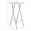 vidaXL Mesa alta de bar plegable &Oslash;80 cm cristal blanco textura m&aacute;rmol