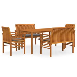 vidaXL Set comedor de jardín 5 pzas y cojines madera maciza de acacia