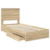 vidaXL Cama con almacenamiento con cabecera Roble Sonoma 75 x 190 cm