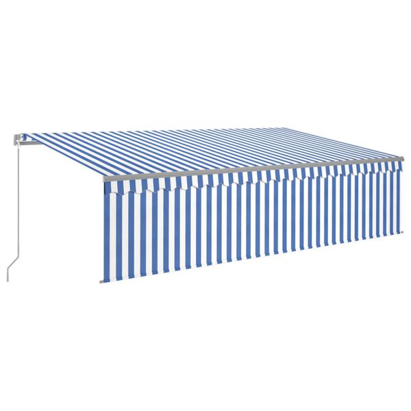 vidaXL Toldo retráctil manual con persiana y LED azul y blanco 5x3 m