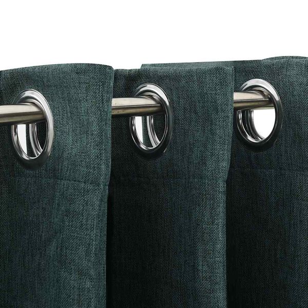 vidaXL Cortinas opacas con ojales look de lino 2 pzas verde 140x225 cm