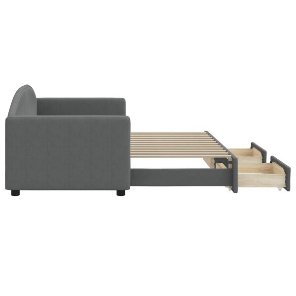 vidaXL Sofá cama nido con cajones tela gris oscuro 80x200 cm