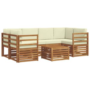 vidaXL Juegos de sof&aacute;s 7 pcs Natural y Crema Madera de Acacia S&oacute;lida